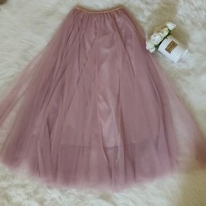 Tulle Maxi Skirt in  Blush Pink